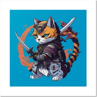 Samurai cat Posters and Art